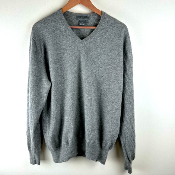 Daniel Cremieux Signature Collection 100% Cashmere Gray V-Neck Sweater Men's XL - Picture 1 of 7
